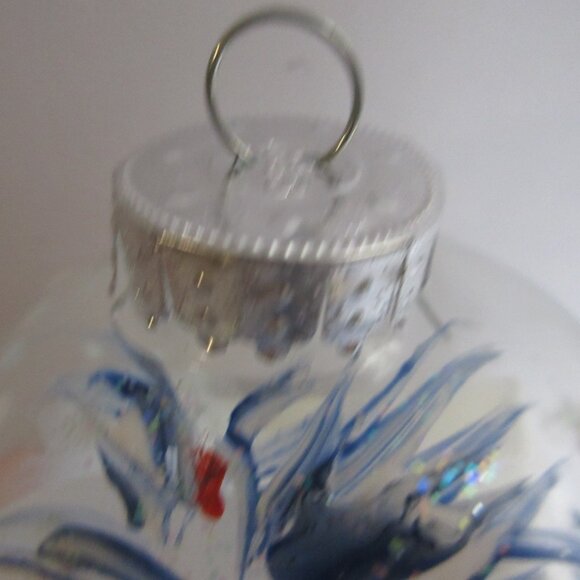 Jumbo G & B Hand Painted Snowman Clear Glass Christmas Ornament Ball 4" - Picture 2 of 12